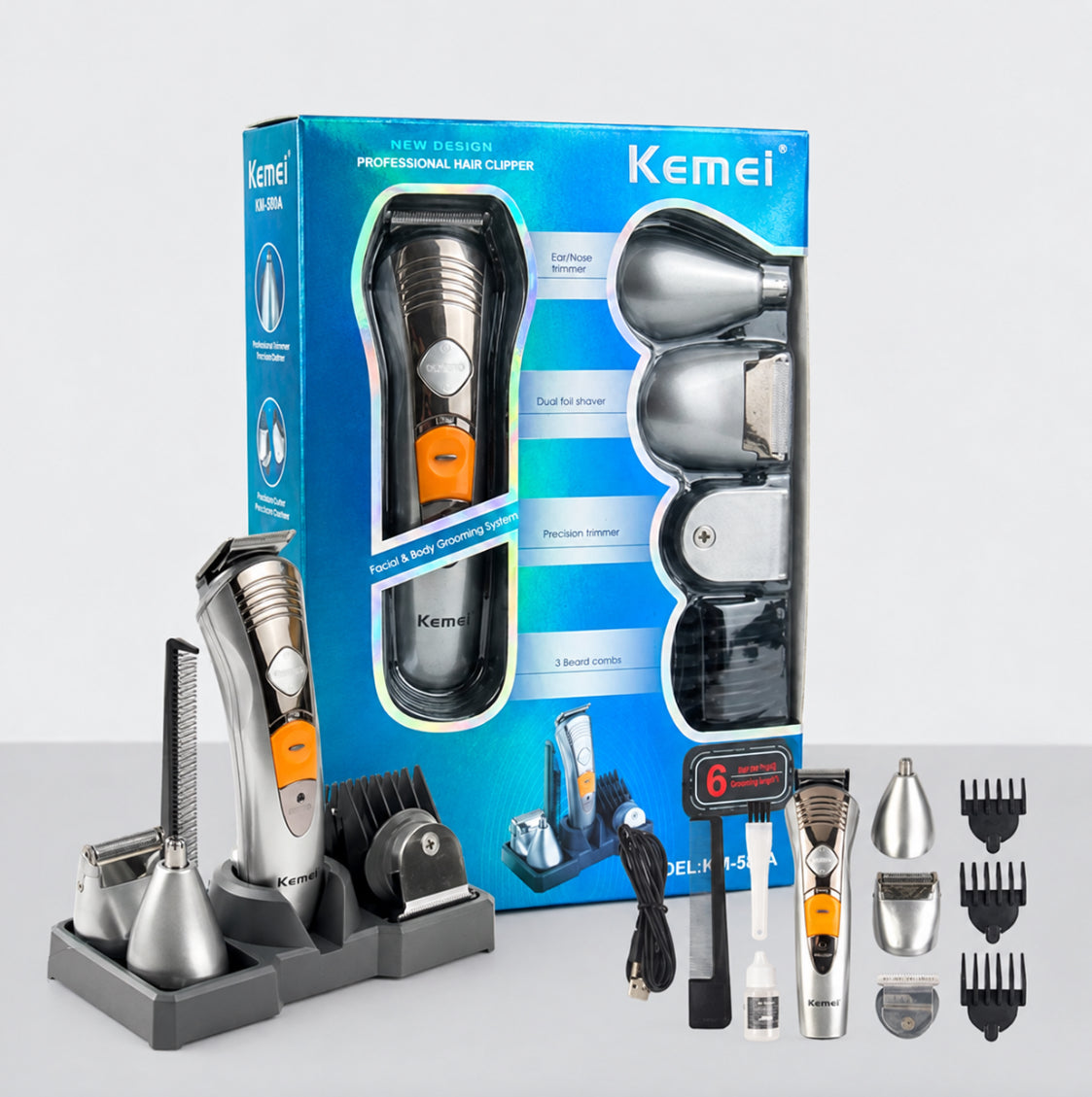 Kemei Professional Hair & Beard Trimmer Grooming Kit