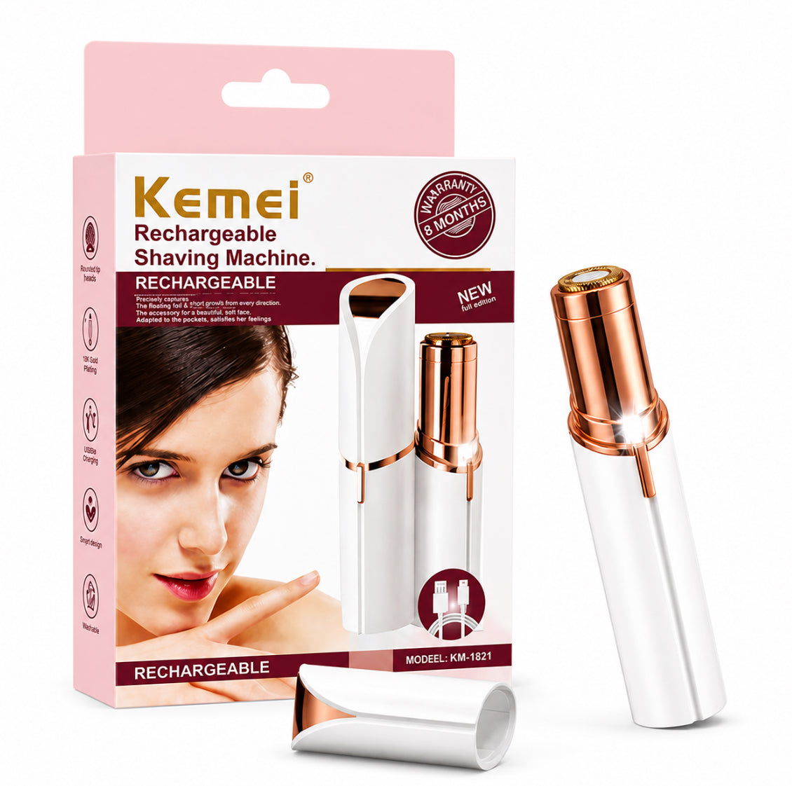 Rechargeable Facial & Eyebrow Shaving Machine – Gentle Hair Removal Trimmer