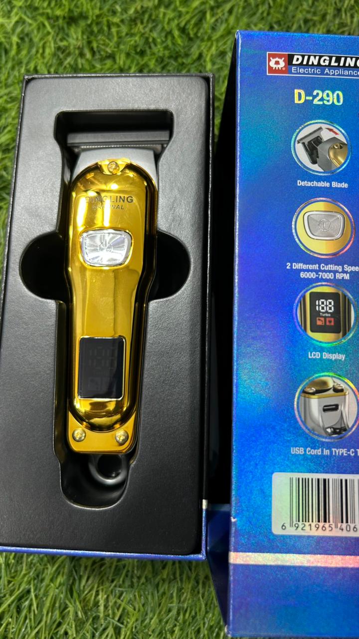 Dingling Gold Edition Hair Trimmer – Powerful, LCD Display | Type-C Fast Charging