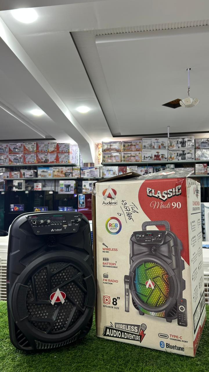 Classic 90 Bluetooth Speaker with Wireless Mic, Remote Control & RGB Lights