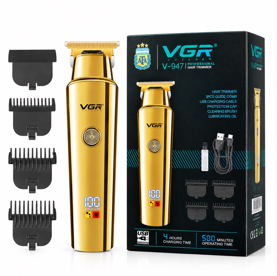 VGR Professional Beard & Hair Trimmer – Gold Edition Grooming Kit